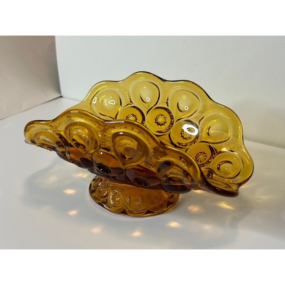 Amber Banana Boat L.E. Smith Moon and Star | Glass MCM Mid Century Kitchen Decor - Picture 5 of 7